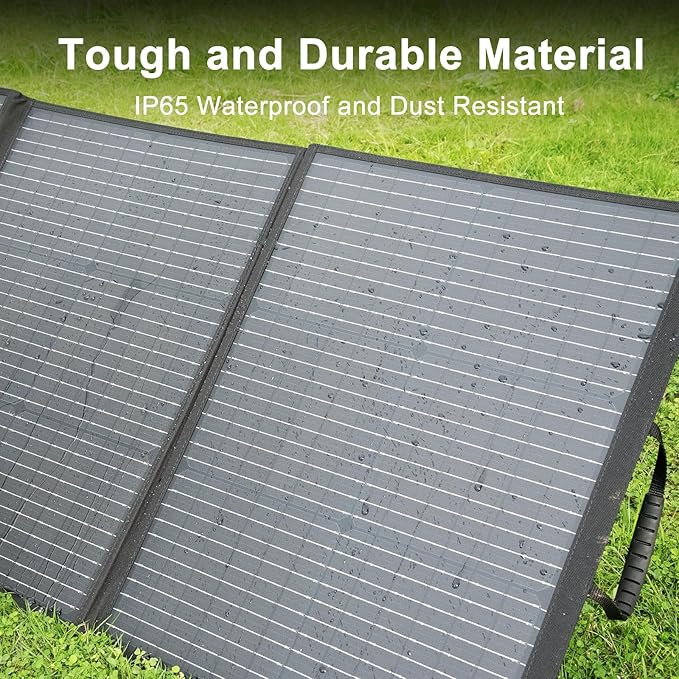 SolarPlay 200W Portable Solar Panel with Adjustable Kickstands, Foldable Solar Panel for Power Station, Outdoor Generators, Power Backup, RV, Camping, Blackout