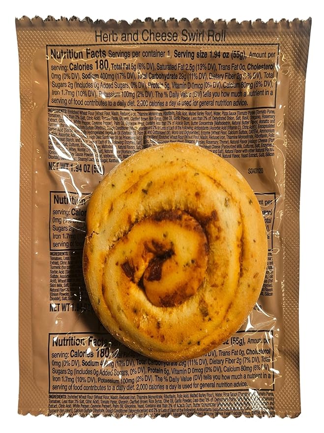 MRE (Meal Ready to Eat) BREADS - Authentic USGI US Military Ration Components - Many Bread Options to Choose from - Available in 3,6,12,24,48 and 100 Packs (6, Italian Herb and Cheese Roll)