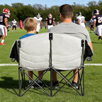 Double Camping Chairs,Oversized Foldable Camping Chairs with Cup Holders Heavy Duty Loveseat Couch for Adults Suitable for Indoor Outdoor Beach Support 600 lbs（Black/White）