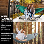 Tranquillo Combo x2 Hammocks with Stand for Outside & Tree Straps, Heavy Duty Hammock with Stand 600lbs for Indoor Outdoor Patio Backyard, x2 Hammocks for 2 Person (Combo - Peacock, Medium)