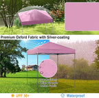 Tangkula 6.6x6.6 Ft Pop Up Canopy, 1 Person Instant Setup Canopy Tent with Center Lock, UPF 50+ Sun Protection, 8 Stakes, 4 Ropes, Portable Outdoor Canopy with Carrying Bag