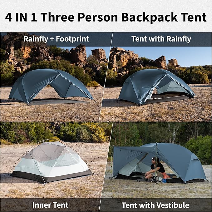 Naturehike Mongar Base 2-3 Person Camping Tent, Lightweight Waterproof Backpacking Tent with Footprint