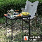 Camping Table, 2x1.3 FT Portable Folding Grill Table, Lightweight Height Adjustable Metal Tables with Mesh Desktop and Mesh Bag, Outdoor Tables for Camping, Picnic, Beach and BBQ, Black