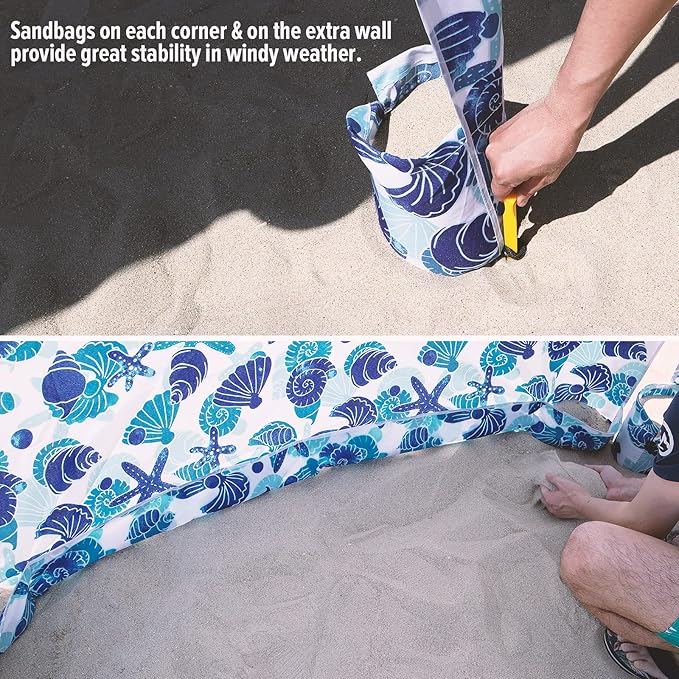 Qipi Beach Cabana - Easy to Set Up Canopy, Waterproof, Portable 6' x 6' Beach Shelter, Included Side Wall, Shade with UPF 50+ UV Protection, Ultimate Sun Umbrella - for Kids, Family & Friends