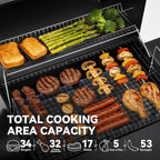 Royal Gourmet CC1830SC Charcoal Grill Offset Smoker with Cover, 811 Square Inches, Black, Outdoor Camping