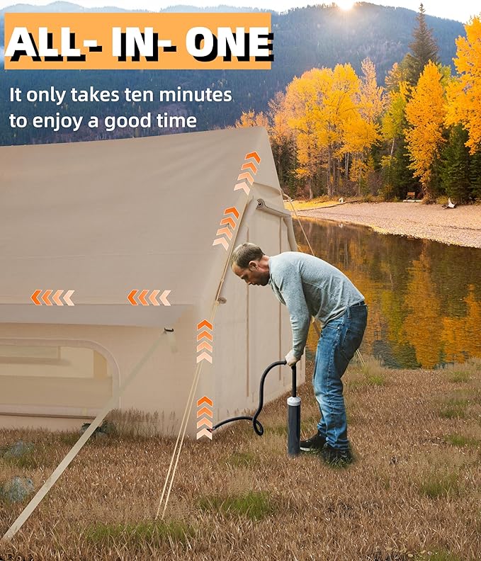 GAOMON Inflatable Camping Tent with Air Pump, 6-8 Person Large Blow Up Tent for Family or Group, Waterproof Oxford Fabric, Quick Setup Glamping Tent for Outdoor, All Seasons