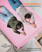 3 Inch Memory Foam Camping Mattress, Dual Layer Thick Sleeping Camp Pad for Car Tent Cot, Roll-Up Portable Glamping Floor Bed for Guests Sleepover