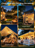 Brightown 151FT Solar String Lights Outdoor Waterproof, Patio Lights with Remote and 48+2 LED Shatterproof Bulbs, Dimmable & Timable, 3 Light Modes, Solar Lights Outdoor for Yard Camping Party Outside
