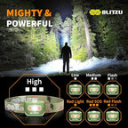 BLITZU Led Headlamp Flashlight for Adults and Kids. Super Bright Outdoor Headlight Headlamps. Head Lamp with Red Safety Light Great for Running, Camping, Reading, Hiking at Night Time CAMO