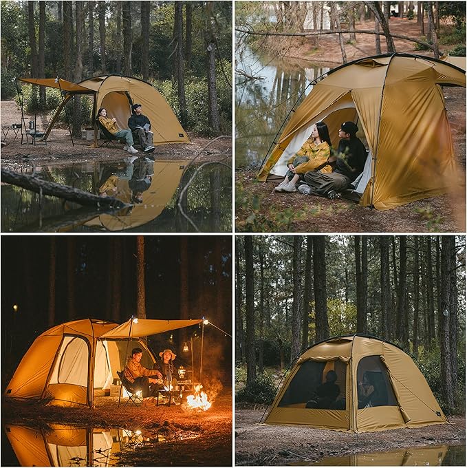 Naturehike Dune Hot Tent with Stove Jack, 117 sq ft 4 Seasons Camping Tent, 2-4 Person Waterproof Large Tent for Family, Car Camping, Picnic, Fishing, 6 Person