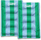 Cool Coolers Reusable XL Soft Ice Packs for Coolers, Long-Lasting Lunch Box Ice Pack, High Performance Quick Freeze, 2Pk, Blue & Green Stripe