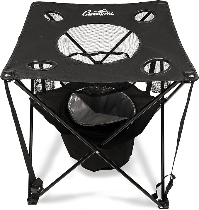 Camerons All-in-One Tailgating Table - Portable Folding Camping Table with Insulated Cooler, Food Basket, Cup Holders & Travel Bag - Collapsible Picnic Table for Outdoor BBQs, Beach & Camp Trips