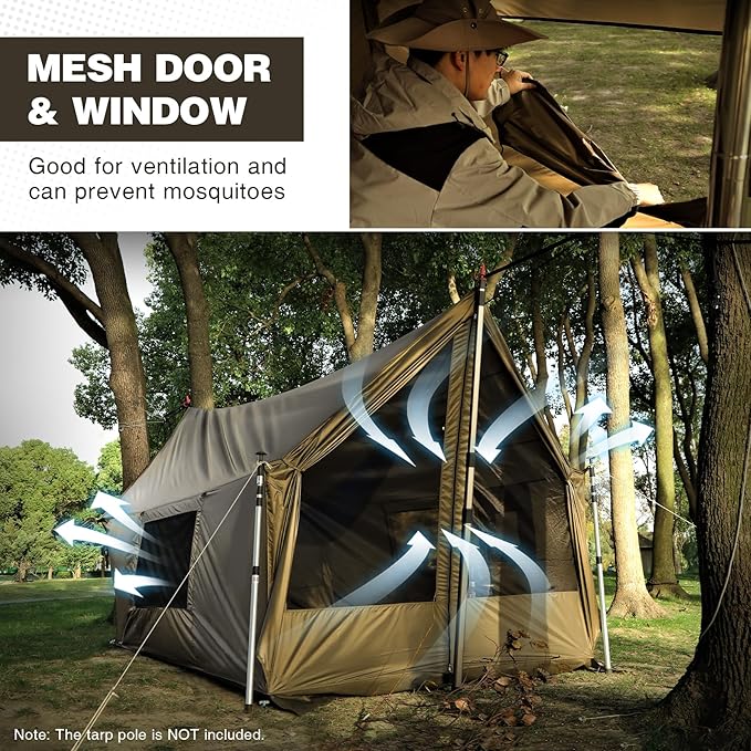 REDCAMP Large Hammock Hot Tent with Stove Jack, Waterproof & Windproof Winter Wall Tent with Snow Skirt, Ultralight 4 Season Tents for Camping, Hiking, Bushcraft, Backpacking, Hunting