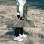 CAMPINGMOON Camping Grill Table with Canvas Carrying Bag (Removable Center Plates Type (T-503)) Medium Silver