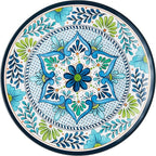 Talavera Melamine 12-Piece Dinnerware Set – Multicolored Plates and Bowls for 4, Spanish Tile-Inspired, Durable, Lightweight, Shatterproof, Dishwasher Safe, Indoor Outdoor Tableware