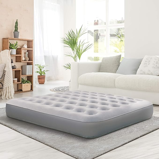 Nautica Home Express Sleep Air Mattress Inflatable Bed for Guests, Travel and Camping: Support Comfort System with Puncture Resistance Vinyl, Queen