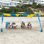 Shark FIN Shade Beach Tent Wind Sun Canopy Portable Easy Set Up UPF 50+ No Assembly Required 3-30 MPH - 1 to 8 People - Tie Downs Included - 2 Sizes Large 9' X 10' & Giant 13.5' X 10' PATENTS Pending