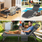 ABORON Patio Lounge Chair, Folding Guest Bed Cot for Adults, 500LB Heavy-Duty Capacity, Portable Extra Bed with Comfort Mat, Quick Fold Design for Indoor Guest Stays & Temporary Use