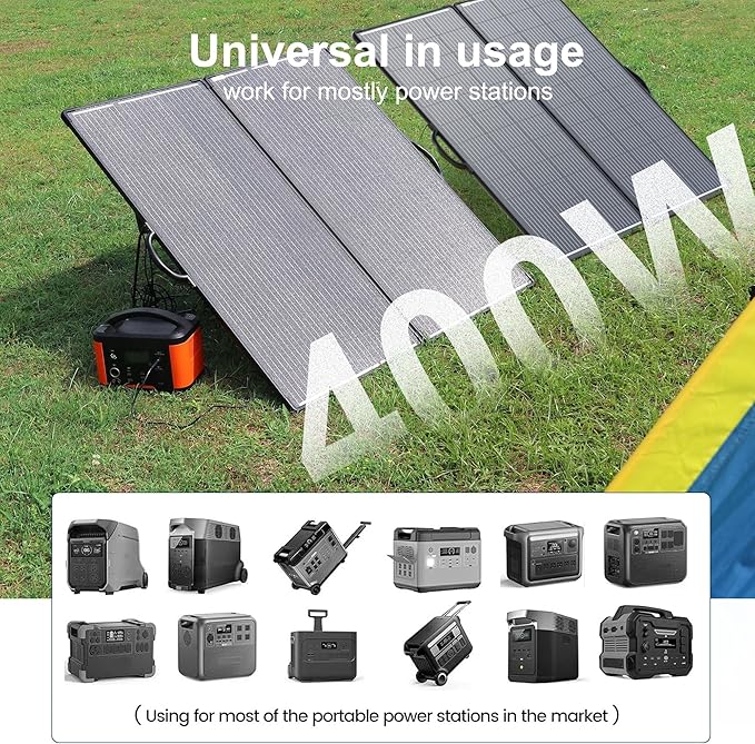 ACOPOWER 400W Mono Portable Foldable Solar Panel - 2pcs 200W, 25% Efficiency, Black, Professional Portable Style - Ideal for RV, Camping, Off Grid