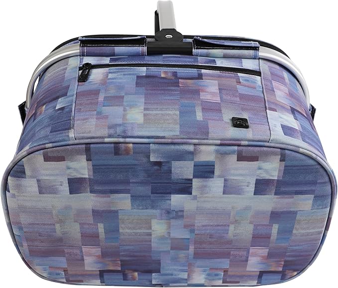 ALLCAMP Picnic Basket - Insulated Cooler, Thickening Foldable Picnic Basket with Removable Baskets & Sewn-in Frame, Basket for House Warming Gifts New Home(Purple Pattern)