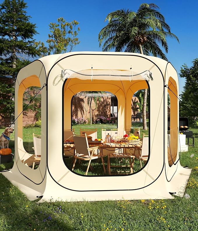 Instant Outdoor Clear Bubble Tent 3-4 Person Portable Screen House Room Pop Up Bubble Tent All Weather Sport Tents Instant Rainproof Camping Sun Shelter Coldproof for Sports Events Patio Fishing