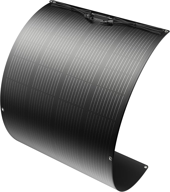 200 Watts Flexible Solar Panel, N Type Portable Bendable 24 Volts 10BB Mono Cell 25.3% Efficiency for RV Camping Home Boat Marine Curve Surface Black