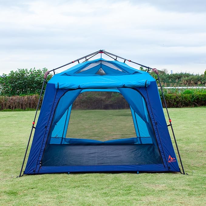 KTT Extra Large Tent 10-12-14 Person(B),Family Cabin Tents,2 Rooms,3 Doors and 3 Windows with Mesh,Straight Wall,Waterproof,Double Layer,Big Tent for Outdoor,Picnic,Camping,Family Gathering
