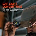 NEBO MYCRO 550+ Rechargeable Headlamp | 550 Lumens, 7 Light Modes, Water Resistant, Detachable Hat Clip, Super Bright Head Lamp for Camping & Hiking, Includes USB Charging Cable – Gray