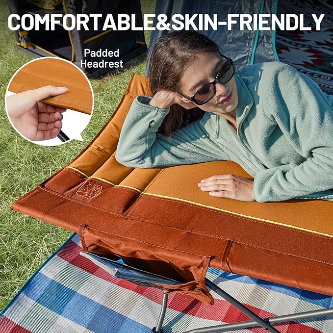 TIMBER RIDGE Extra Wide Heavy Duty Camping Cot for Adult, Easy Set Up Oversized Sleeping Cot with Carry Bag for Camping, Travel and Outdoors, Support up to 450lbs, Orange, 2 Pack