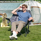 2 Pack Oversized Camping Chair, Portable Folding Padded Camp Chairs with Side Pocket, Cup Holder, Heavy Duty Support 500LBS Outdoor Lounge Chair for Adults, Fishing, Sports, Trip, Grey