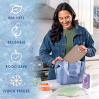 Cool Coolers by Fit & Fresh XL Slim Ice Packs, Quick Freeze Reusable Ice Packs for Lunch Boxes & Coolers, Long-Lasting, Space Saving Cooler Ice Packs, Multicolor, 4Pk