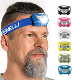 Foxelli USB-C Rechargeable LED Headlamp – Super Bright, Lightweight Head Lamp for Running, Camping, Hiking & Work – Comfortable Fit for Adults & Kids