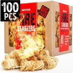 100 pcs Fire Starter - Natural Fire Starters for Campfires, Fire Pit, Pizza Oven, Fireplace, Smoker, BBQ, Pellet Stove & Wood - Fire Starters for Grill, Charcoal Starter