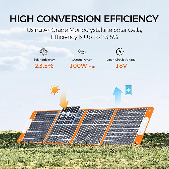 FF Flashfish 144.3Wh with Solar Panel 100W, Solar Generator 200W with AC/DC/USB/Type C/LED Lights, Backup Battery for Camping, Travel and Emergencies