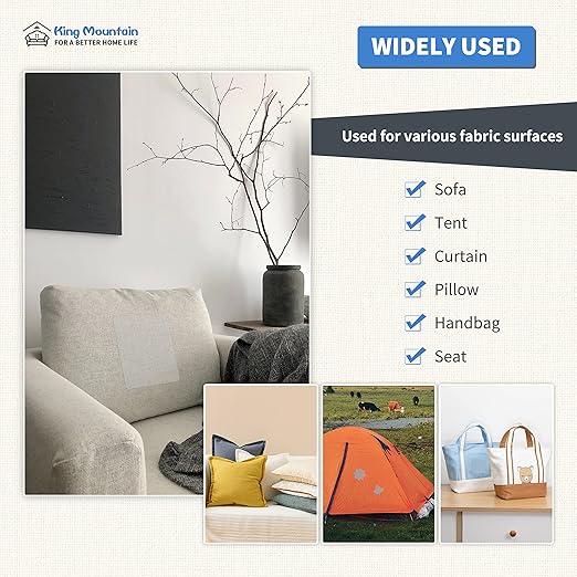KING MOUNTAIN Canvas Repair Patch 9 x11 Inch 4 Pcs Self-Adhesive Waterproof Fabric Patch for Sofas, Tents, Furniture,Tote Bags, Car Seats (Charcoal Grey)