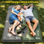 Camping Sleeping Pad, Built-in Foot Pump Inflatable Sleeping Pads, Memory Foam Mattress with Pillow, 4 Season Camping Mattress Pad, Camping Essentials Gear for Tent, Car, Hiking - Grey