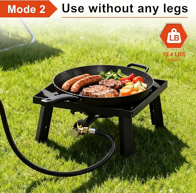 Nelyrho Propane Outdoor Stove, High Pressure Single Propane Burner, 153,000 BTU, Adjustable Height, 0-30 PSI, Heavy-Duty Cast Iron for Outdoor Cooking, Camping, Turkey Frying & Brewing