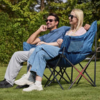 Double Camping Chair Heavy Duty Oversized Padded Loveseat for Adults 2 Person Outdoor Portable Camping Chairs for Lawn, Backyard, Fishing, Trip, Support 600lbs, Navy