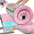 3 Inch Memory Foam Camping Mattress, Dual Layer Thick Sleeping Camp Pad for Car Tent Cot, Roll-Up Portable Glamping Floor Bed for Guests Sleepover