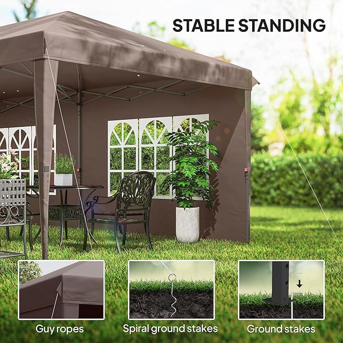 Outsunny 10' x 20' Pop Up Canopy Tent with 4 Sidewalls, Heavy Duty Tents for Parties, Outdoor Instant Gazebo with Carrying Bag for Garden, Patio, Coffee