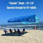 MillionShades® Beach Shade Canopy – Grande 14 ft x 14 ft Wind-Propelled™ Sun Shade for Beach with UPF 50+, 360° Views, Quiet & Lightweight Design, Easy Setup Tent - Windproof Beach Shelter