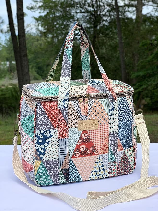 Kwang Min Insulated Insulated Cooler Bag,Reusable Large Lunch Bag for Women, Great for Outdoors,Camping,Party,Premium Quality,Adjustable Strap,Foldable