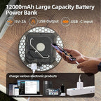 12000mAh (45W) Camping Hanging Tent Light Emergency Power Outage Lantern Home Use 4000LM 3 Modes IPX5 Waterproof Outdoor Walking Rock Climbing Work Rechargeable Camping Light