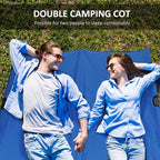 2 Person Folding Camping Cot for Adults, 50" Extra Wide Outdoor Portable Sleeping Cot with Carry Bag, Elevated Camping Bed, Beach Hiking, Blue