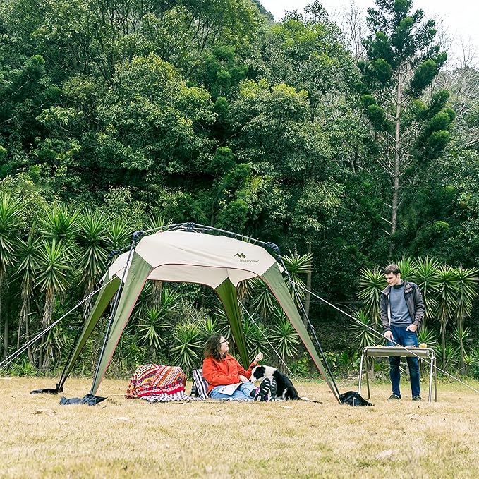 8.2'x8.2' Quick Up Canopy Tent, 3 Min Setup Portable Canopy with 1 Sidewall, Waterproof UV Protection Outdoor Canopy for Camping, Beach, Backyard & Party-Olive