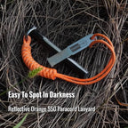 FS125 Heavy-Duty Plus Fire Starter - 1/2 Inch Thick x 5 Inch Long Ferrocerium Rod with Magnesium, Superb Carbon Alloy Steel Striker & 550 Paracord for Camping, Survival, Emergency Kits
