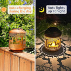 2 Pack Deer Solar Lanterns Outdoor Waterproof Hanging Solar Lights Deer Gifts for Women Men Metal Decorative LED Lanterns for Yard, Patio, Lawn, Tabletop, Pathway, Landscape, Garden Decor