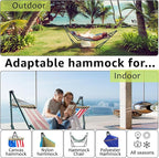 Tranquillo Sturdy Steel Hammock with Stand Premium Cotton Canvas Hammock, 600 lbs Capacity Hammock Stand Folding, Portable 30-Second Fold Unfold, for Camping, American Flag