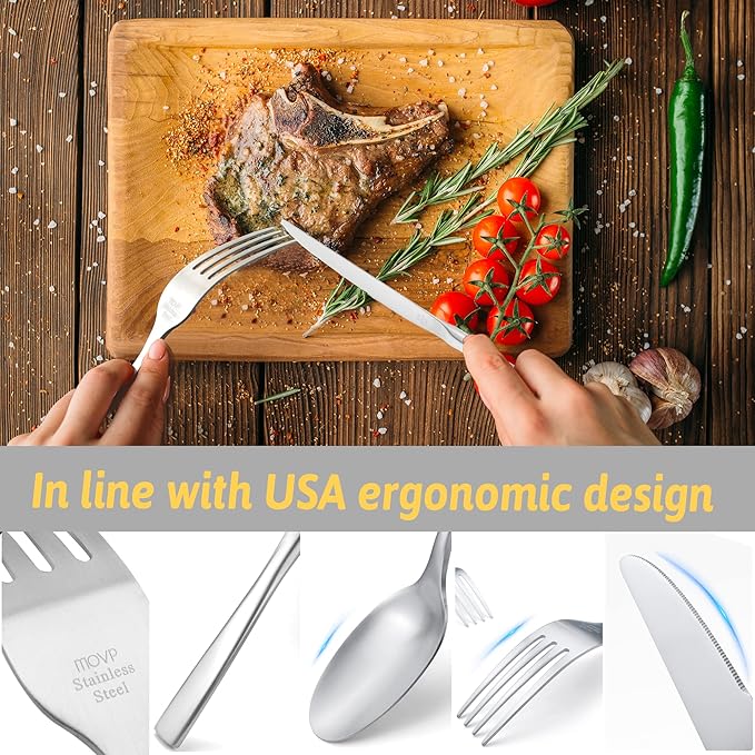 Silverware Set Flatware Stainless Steel: Kitchen Matte Utensils Fork Spoon Knife 20-Piece - Silverware Flatware Set Service for 4 - Sliverwarer Set Heavy Reusable for Home Restaurant Camping Outdoor