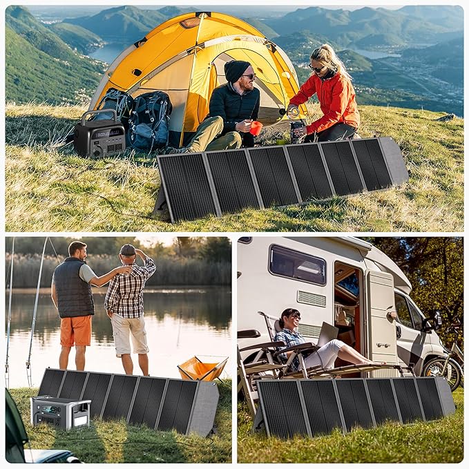 200W Portable Solar Panel for Power Station, Foldable Solar Charger, IP68 Waterproof Solar Panel Kit USB/Type-C/XT60/MC4 Anderson Aviation Output for Outdoor RV Camping Emergency Power Supply